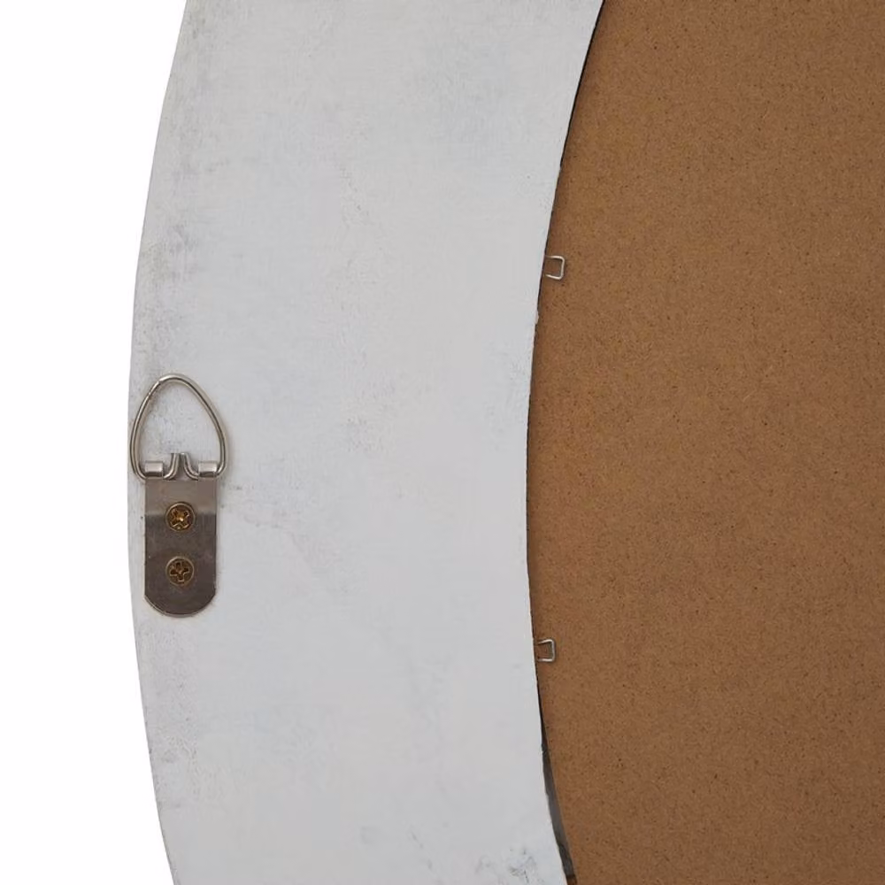 Lemon Pavilion Furniture and Decor Round Framed Wall Mirror in Antique White Washed Wood, W 90 cm x H 90 cm – 2