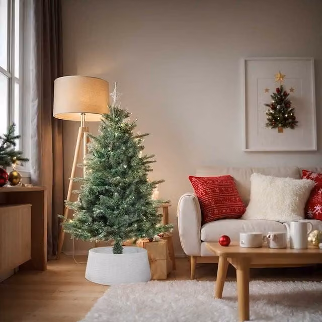 Berkfield Home White Round Plastic Christmas Tree Skirt, Diameter: 65 cm, Height: 23 cm – 1