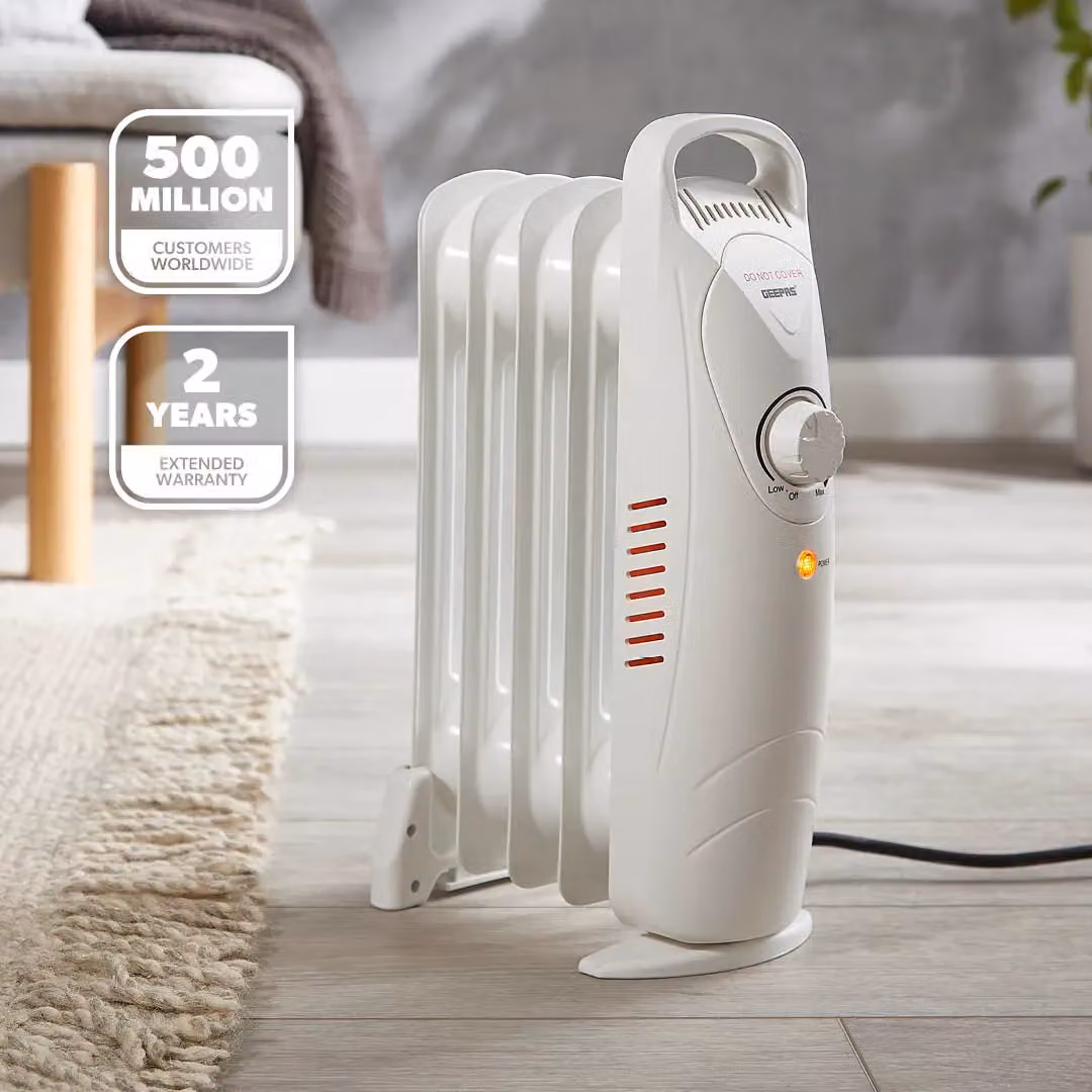 Geepas 5 Fin Oil Filled Radiator Heater 450W with Adjustable Thermostat in White – 2