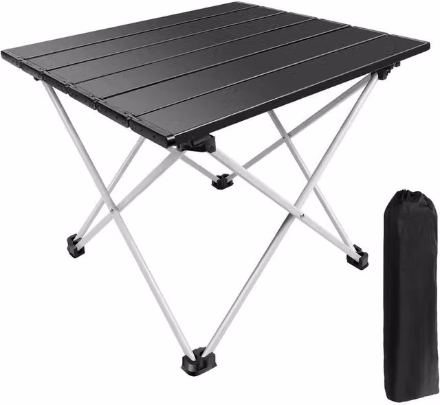 SPETLEK Black Folding Metal Table for Camping and Catering, W/D/H: 100 x 60 x 32 cm – 1