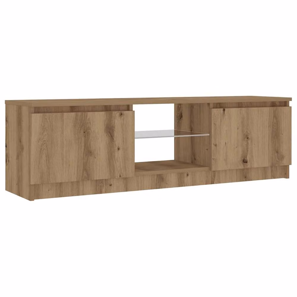 Berkfield Home Modern TV Cabinet with LED Lights in Artisan Oak Brown, W/D/H: 120 x 30 x 36 cm – 4