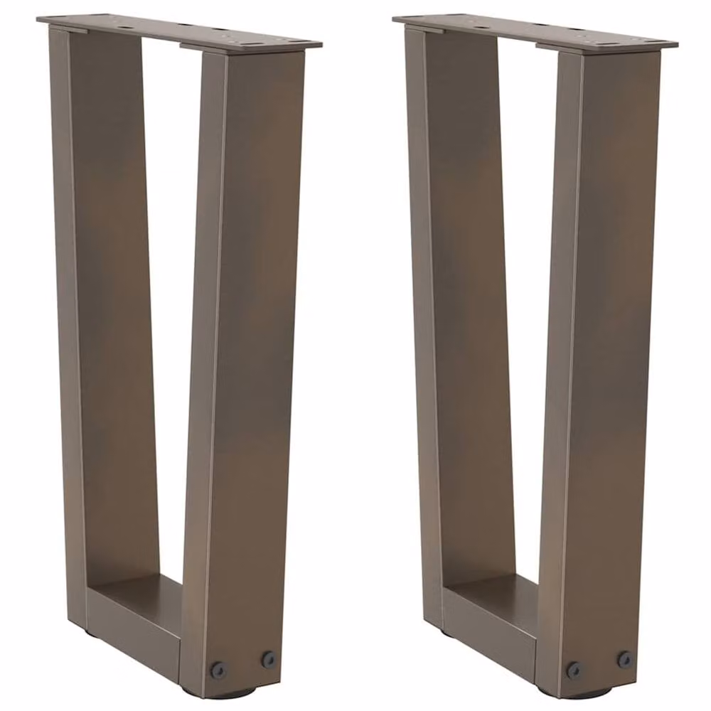 Berkfield Home V-Shape Dining Table Legs, 2 Pieces, Brown Stainless Steel, W: 38 cm, H: 42-43.3 cm – 1