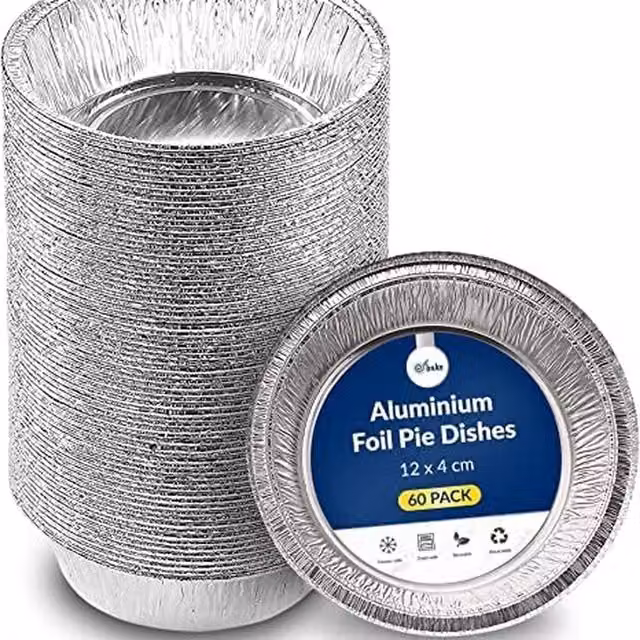 Ebake Silver Uncoated Aluminium Round Tart Tins, Pack of 60