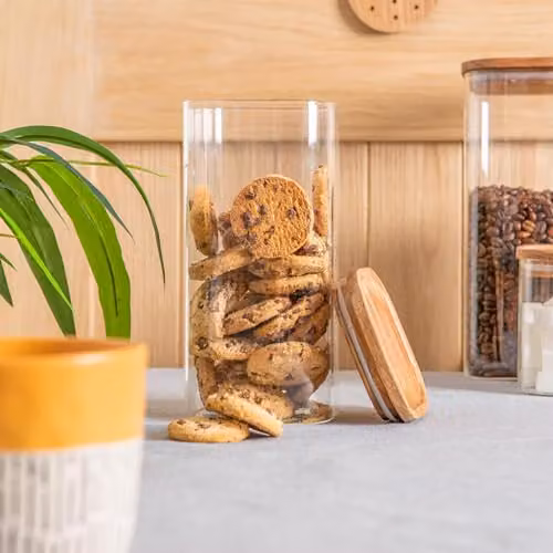 Argon Tableware 6 Pack Square Glass Storage Jars with Airtight Wooden Lids, 1.5 l, Transparent – 2