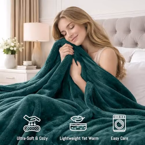Pamposh Green Flannel Fleece Throw Blanket, W/D/H: 130 x 150 cm – 3