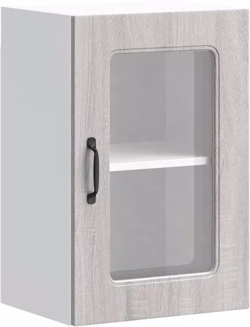 Berkfield Home Kalmar Wall Mounted Kitchen Cabinet with Glass Door in Concrete Grey Wood