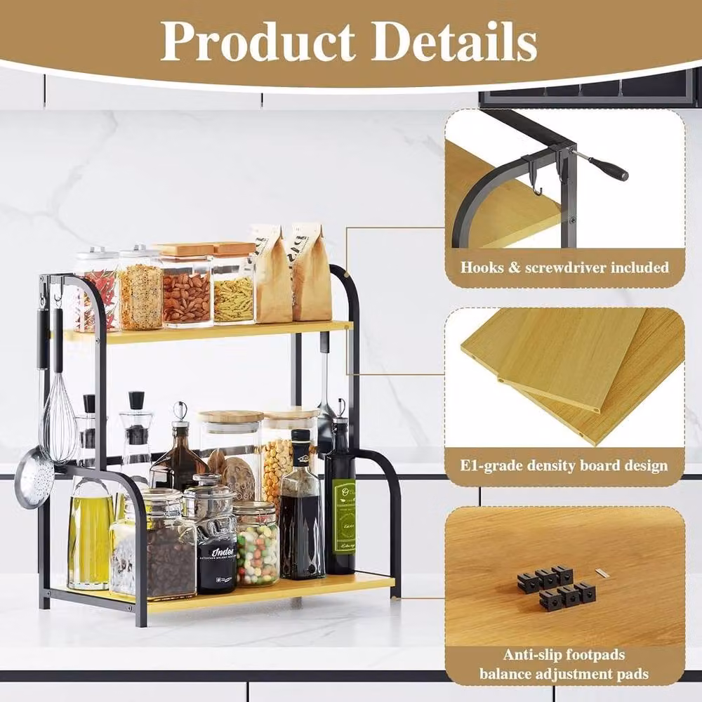 KORVIXA Black Kitchen and Bathroom Shelf Organiser, Width: 100 cm – 5