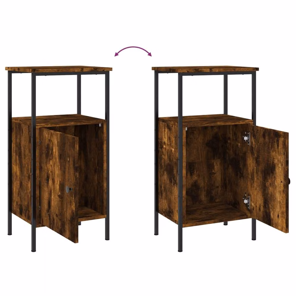 Berkfield Home Durable Bedside Cabinet in Smoked Oak Brown, W/D/H: 41 x 31 x 80 cm – 4
