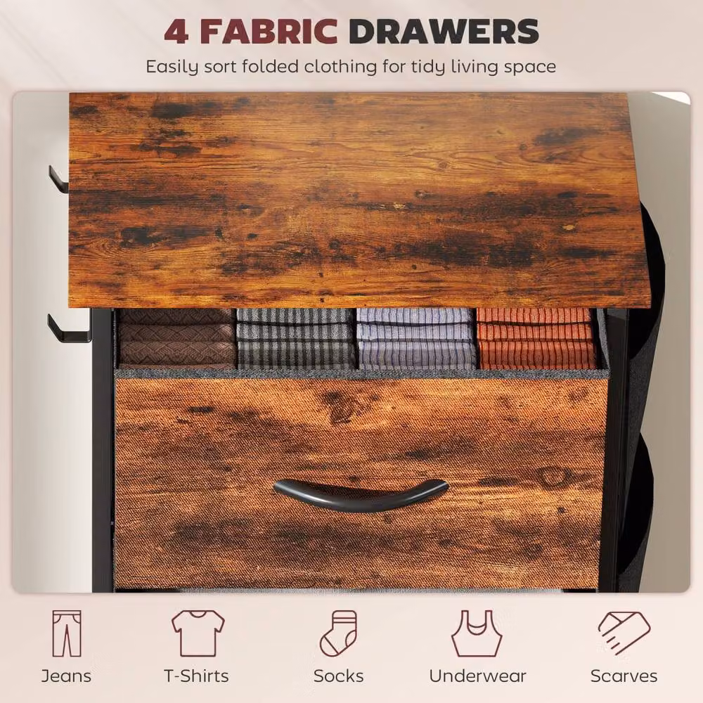 Wyld Haus Balo 4 Drawer Storage Chest in Brown and Black Fabric and Metal – 5