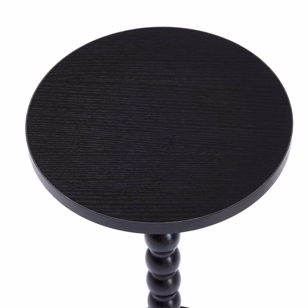 FORGEVIO Black Modern Round Wooden Side Table – 4