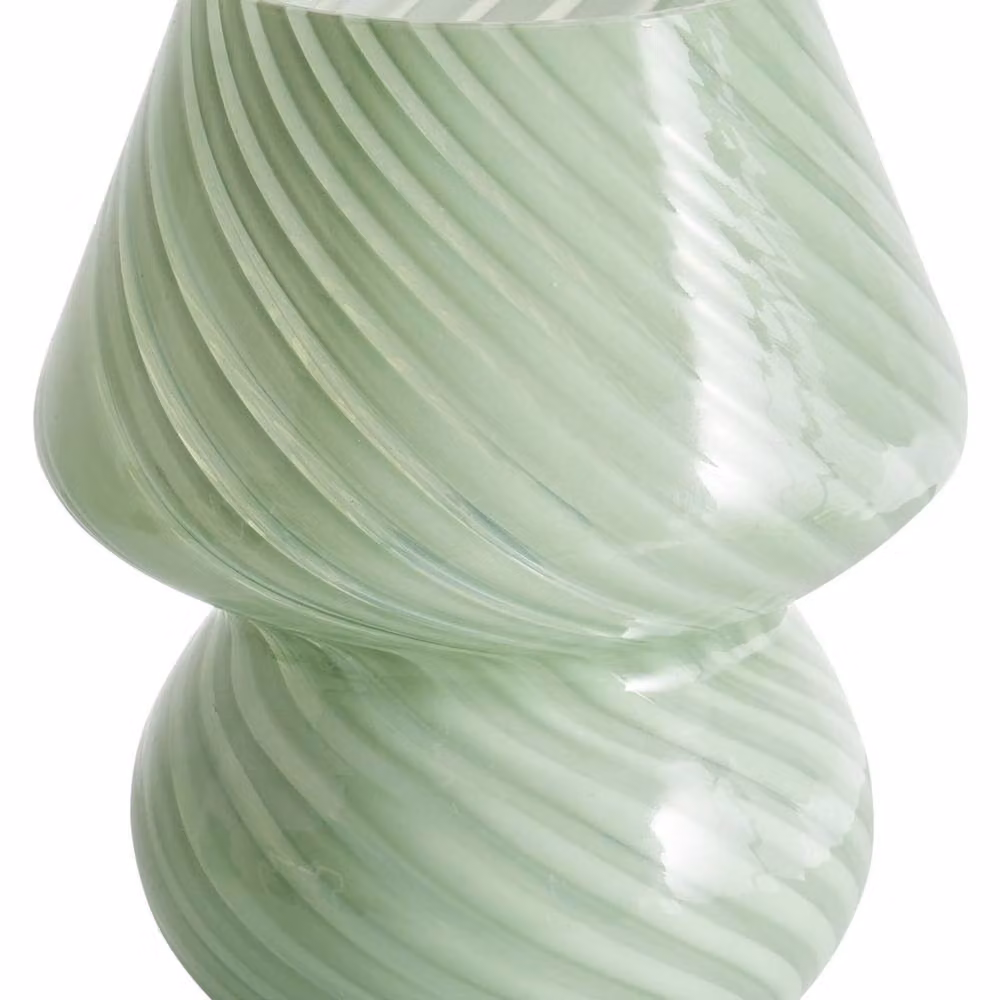 Wyld and Coco Modern Green Glass Table Lamp with Round Base – 2