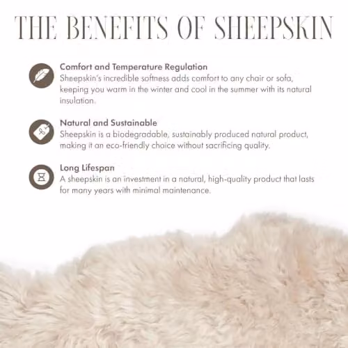 Infinity Leather Beige Genuine Sheepskin Wool Rectangular Rug W: 180 cm, D: 110 cm – 4