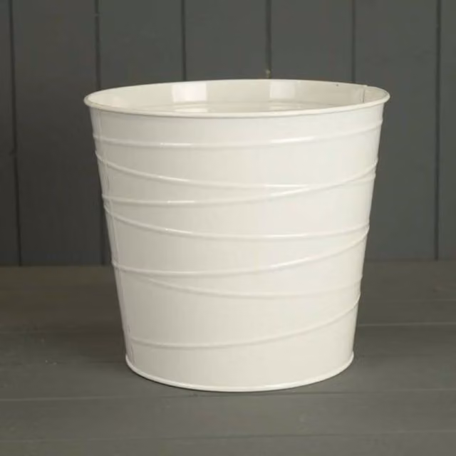 KDMD White Galvanised Steel Planter Pot with Drainage Holes – 1