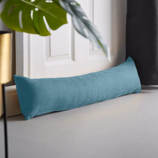 Alan Symonds Velvet Chenille Draught Excluder in Petrol Blue, W/D/H: 90 x 15 x 15 cm – 1
