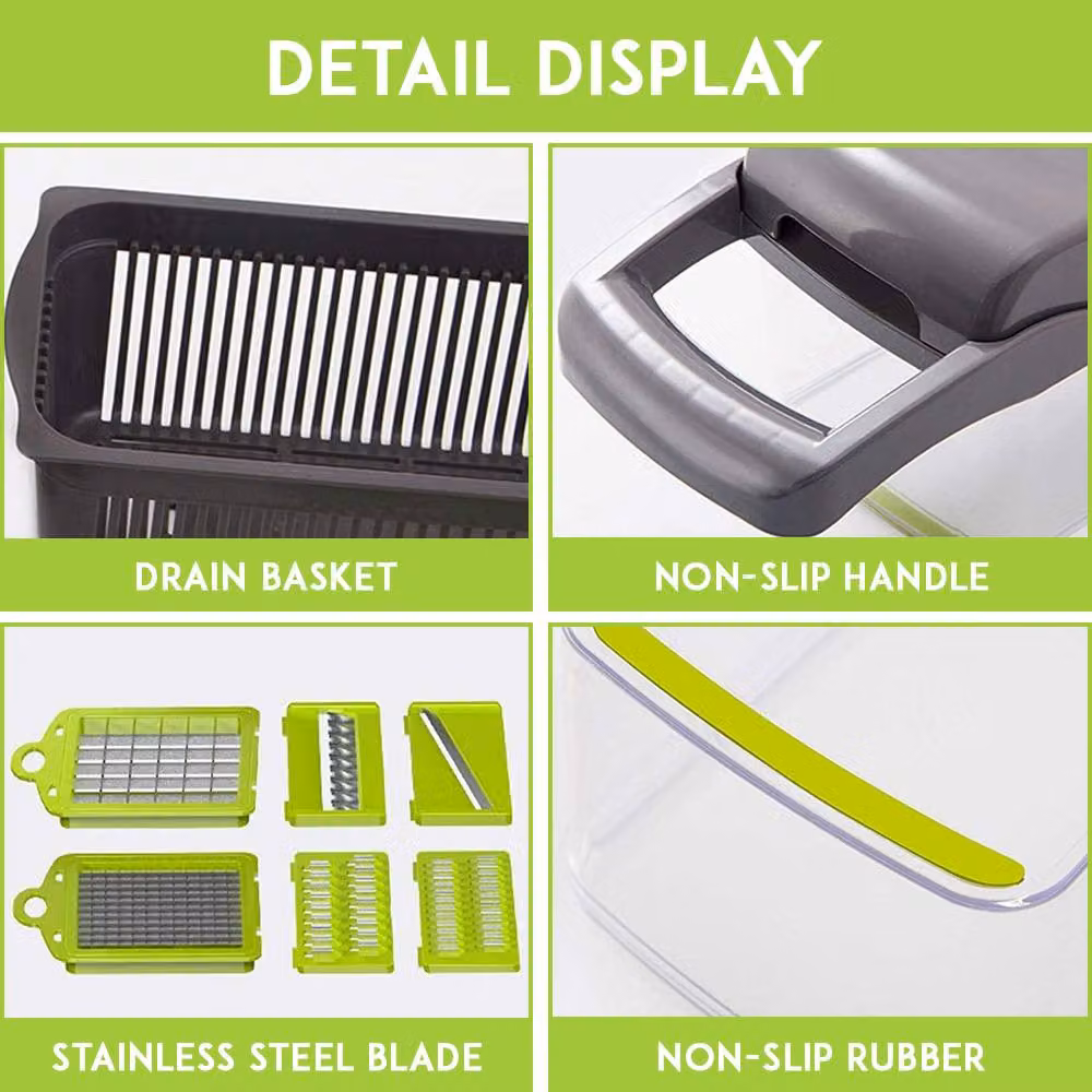 Alivio 14-in-1 Multifunction Vegetable Chopper, Slicer and Dicer with Container in Green and Black – 4