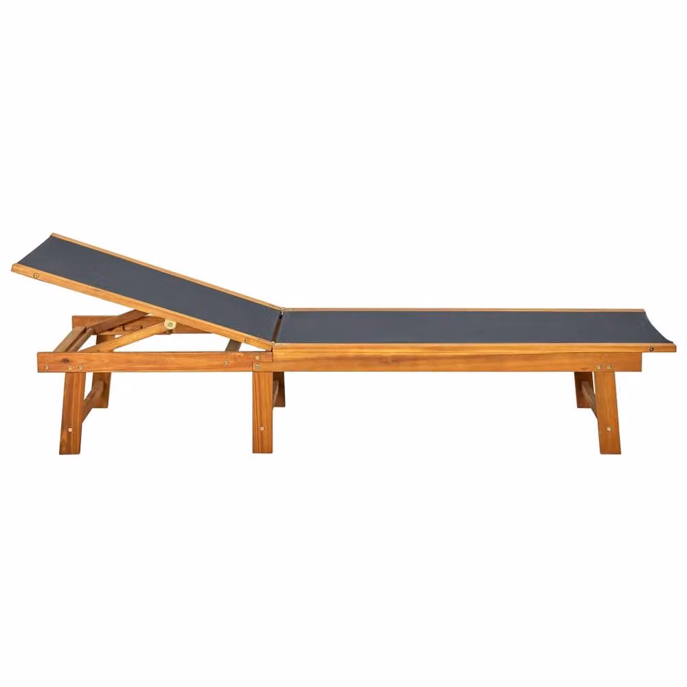 Berkfield Home Sun Lounger with Table in Brown Solid Acacia Wood and Textilene – 2