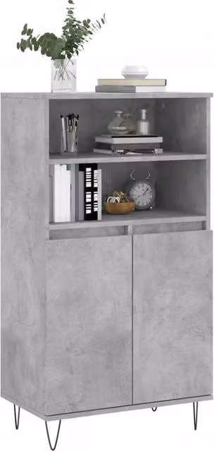 Berkfield Home Highboard in Concrete Grey, W: 60 cm, D: 36 cm, H: 110 cm – 1