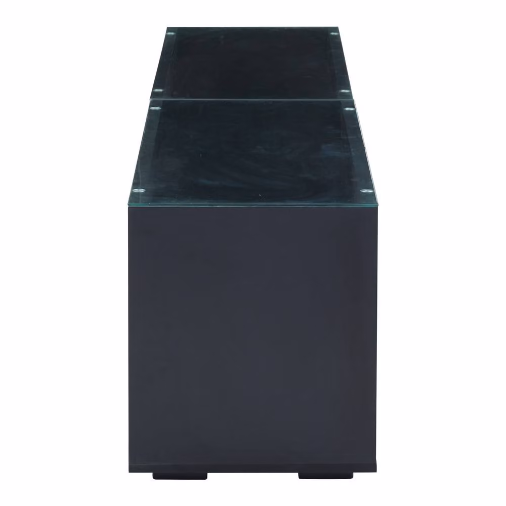 Merax Black High Gloss LED TV Stand with Glass Tabletop for TVs up to 80 Inch – 8