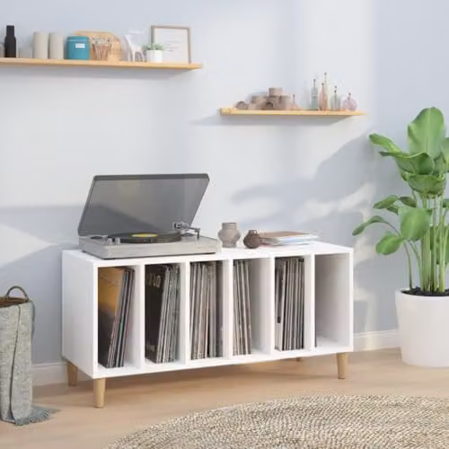 vidaXL Record Cabinet in White MDF, W/D/H: 100 x 38 x 48 cm – 2