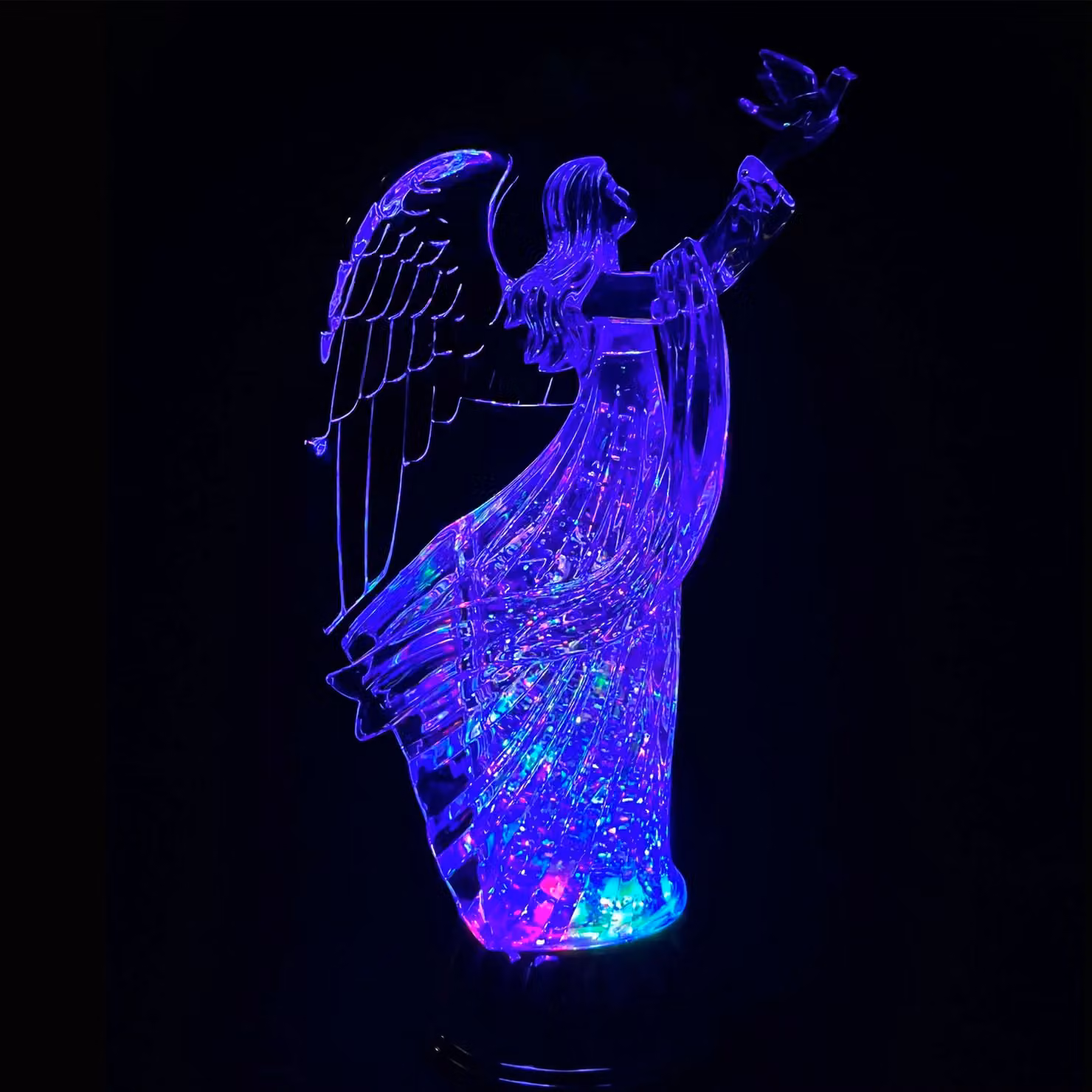 Shatchi Christmas LED Light Up Angel Figure Snowglobe with Swirling Glitter in Clear – 4