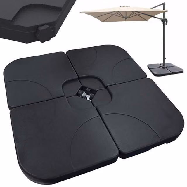GEEZY Set of 4 Heavy Duty Black Plastic Square Parasol Bases