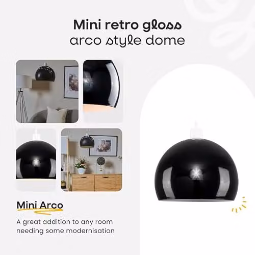 ValueLights Mini Retro Chrome Dome Ceiling Pendant Light Shade, Width: 20 cm – 2