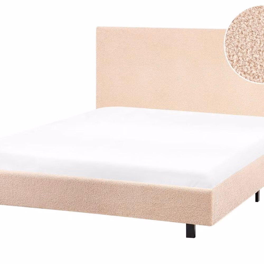 Wyld and Coco Beige Boucle Upholstered Slatted Bed Frame Small Double 4ft W/D/H: 120 x 200 cm – 2