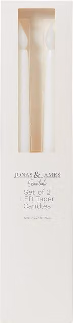 Jonas & James Set of 2 Classic White LED Taper Candles