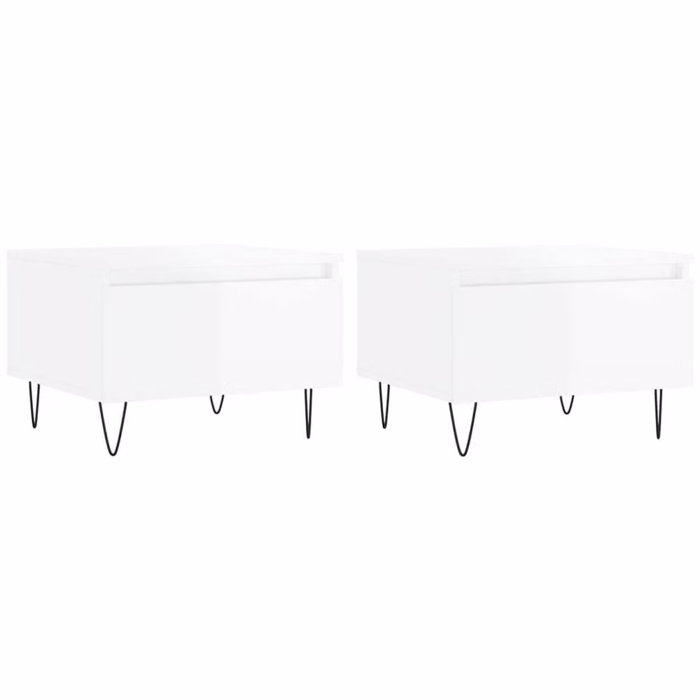 Berkfield Home Modern High Gloss White Nested Coffee Tables, 2 Pieces, W/D/H: 50 x 46 x 35 cm – 2