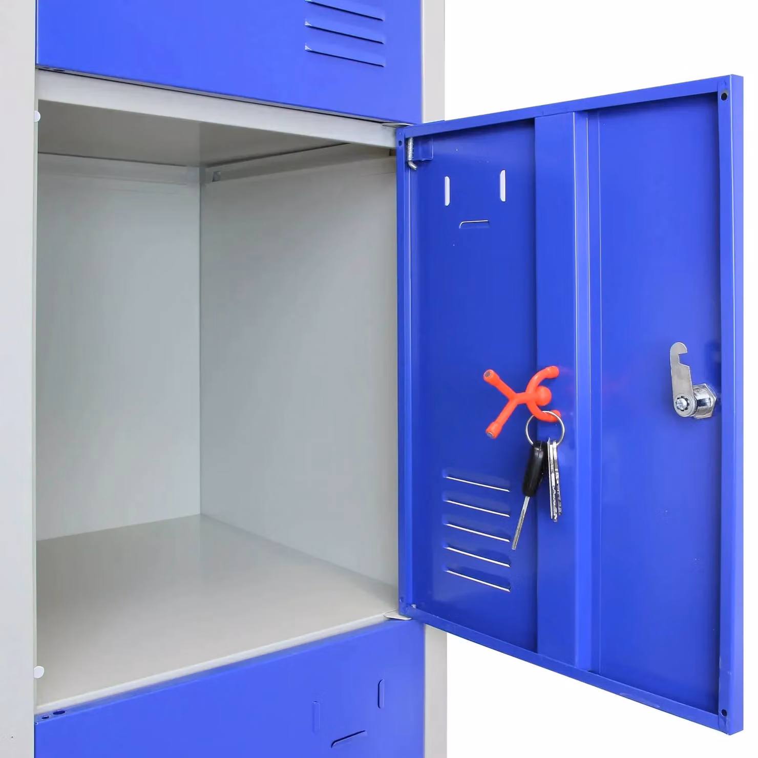 Monstershop Set of 3 Metal Storage Lockers with Four Hinged Doors, Blue, H 180 cm x W 45 cm x D 38 cm – 3