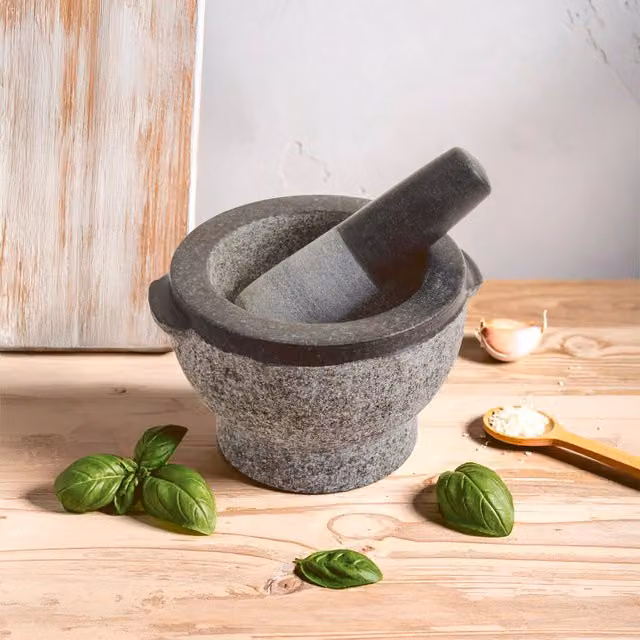 Orsina Round Granite Mortar and Pestle in Grey Multicolour