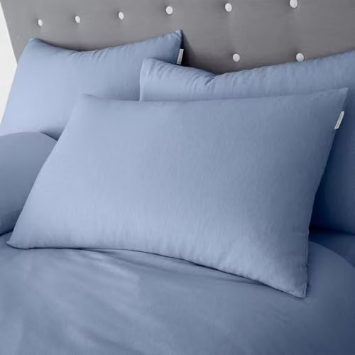 Catherine Lansfield Blue Checked Brushed Cotton Single Duvet Cover and Pillowcase Set, W/D/H: 135 x 200 cm, Pillowcase: 50 x 75 cm