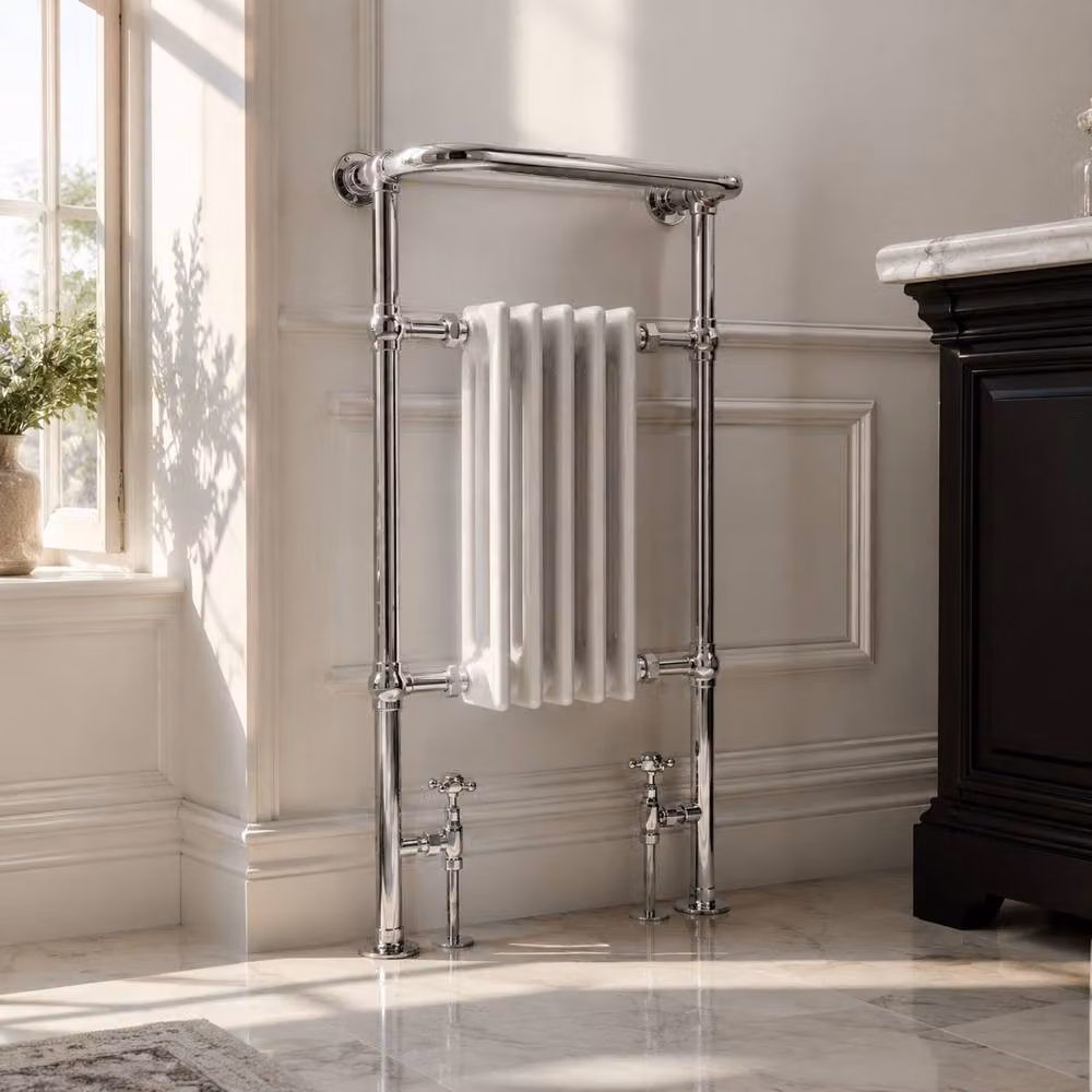 Balterley Harrington Steel Towel Radiator in Silver, H 96.5 cm x W 54.0 cm – 3