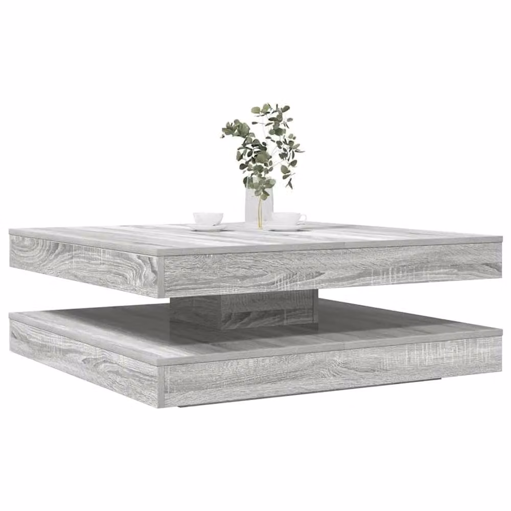 Berkfield Home Modern Rotating Square Coffee Table in Grey, W/D/H: 90 x 90 x 34.5 cm – 2