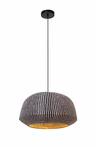 Lucide Maduka Black Seagrass and Rattan Suspended Pendant Light with E27 Bulb Holder