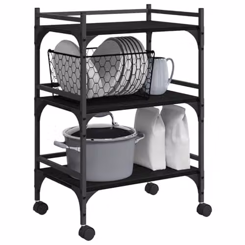 vidaXL Industrial Kitchen Trolley in Black, W/D/H: 50 x 35 x 75.5 cm – 1