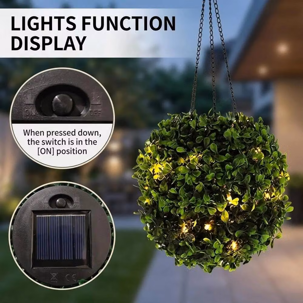 Kelvenix Solar Powered Warm White Topiary Ball Garden Lights in Green and White – 3