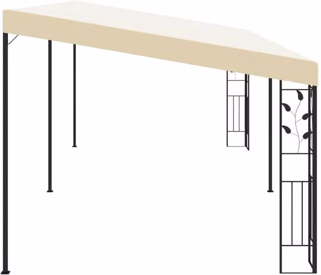 Berkfield Home Wall-mounted Lean-to Gazebo, Beige, W: 6 m, D: 3 m, H: 2.5 m