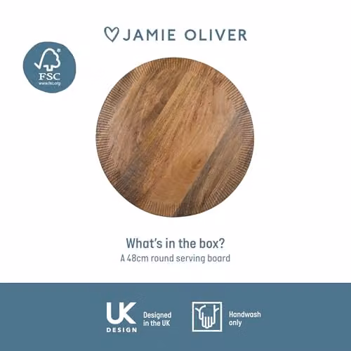 Jamie Oliver Big Love All-Rounder Serving Board, Brown Mango Wood, W/D/H: 48 x 48 x 2 cm – 4