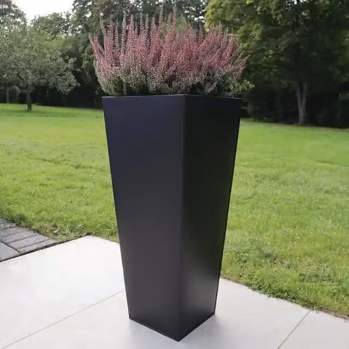 Access Garden Products Galvanised Steel Tapered Square Planter, Black, W/D/H: 40 x 40 x 90 cm – 12