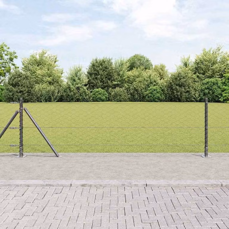 Berkfield Home Grey Steel Hexagon Fence, W: 0.6 m, L: 100 m