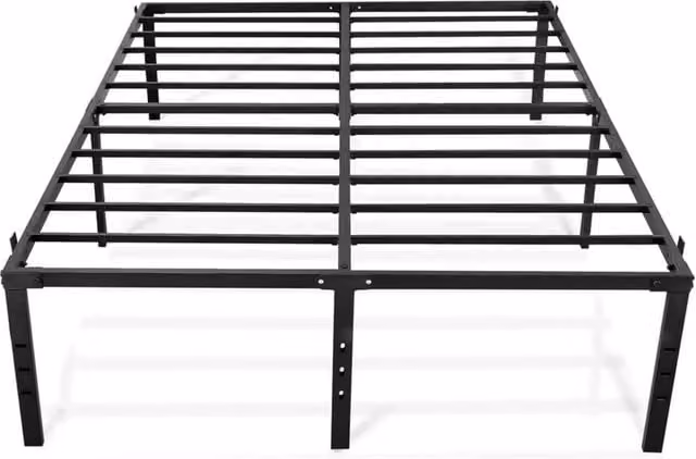 Nordara Modern Metal Double Bed Frame in Black, 140 x 200 cm