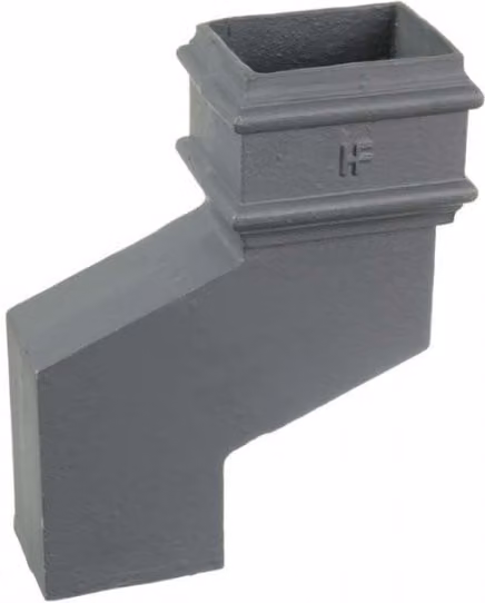 Hargreaves Premier Cast Iron Rectangular Downpipe, Grey, 100mm x 75mm with 230mm Side Projection