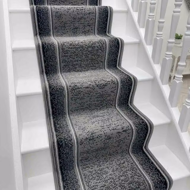 runrug Tribal Stair Runner Carpet in Dark Grey, W: 70 cm x L: 630 cm – 1