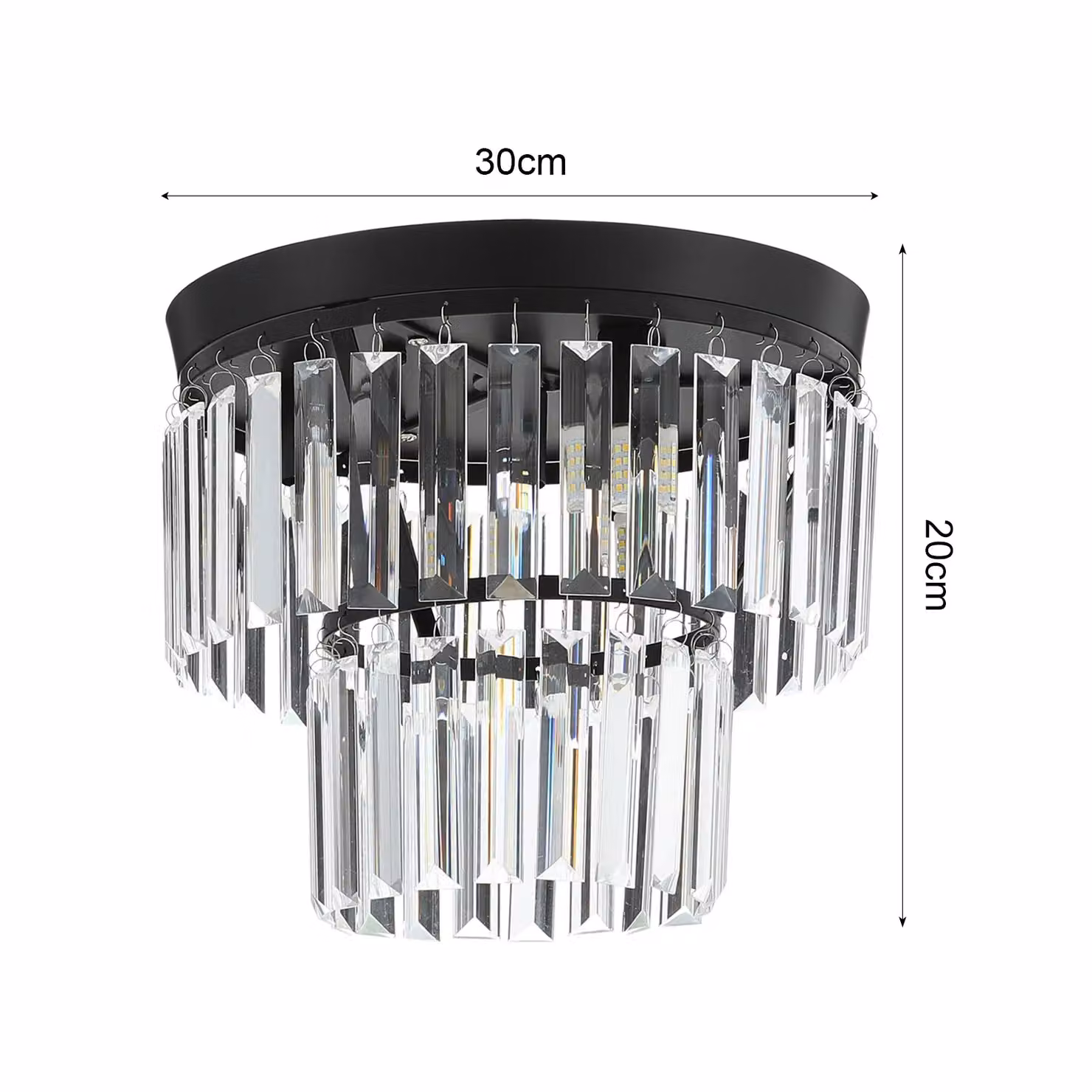 Living and Home Crystal Mount Cylinder Ceiling Light in Black – 2