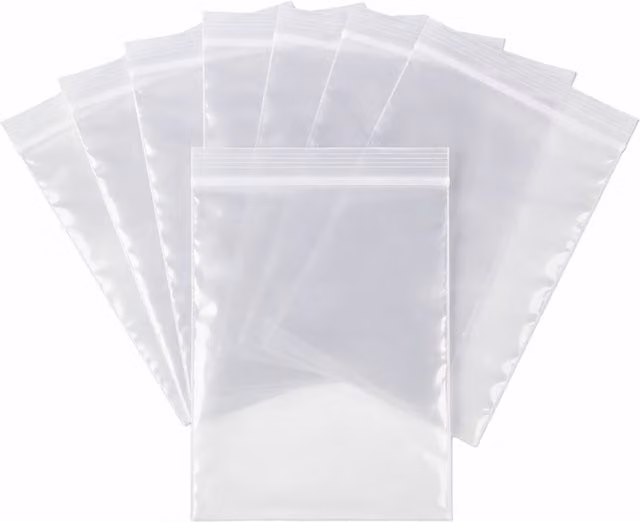 Shatchi Transparent Plastic Zip Seal Bags, Freezer Safe and Leakproof, White