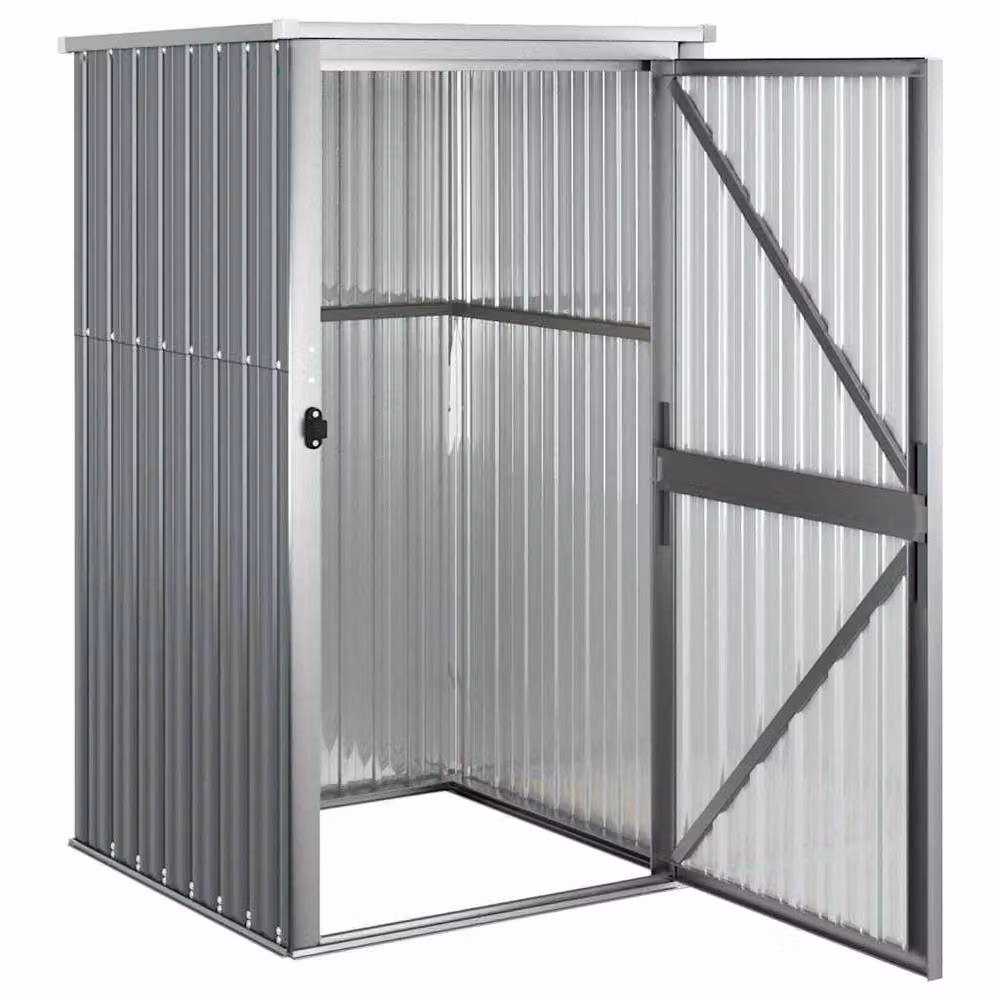 Berkfield Home Grey Galvanised Steel Garden Tool Shed Pent Tall Cabinet W/D/H: 88 x 89 x 161 cm – 4