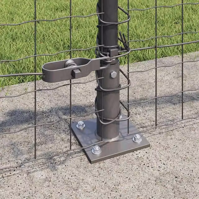 vidaXL Set of 26 Grey Square Concrete and Metal Fence Posts, W/D/H: 3.2 x 3.2 x 70 cm