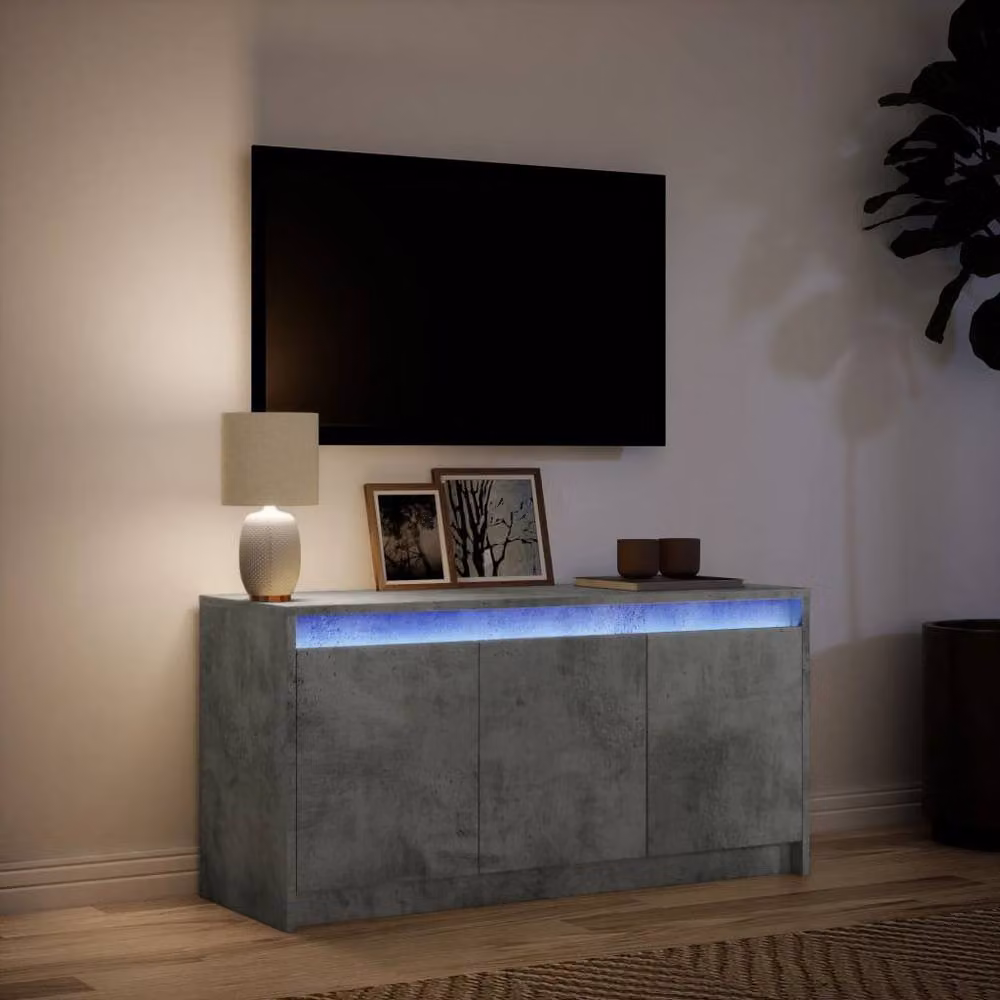 Berkfield Home Modern TV Cabinet with LED in Concrete Grey, W/D/H: 100 x 34 x 50 cm – 2