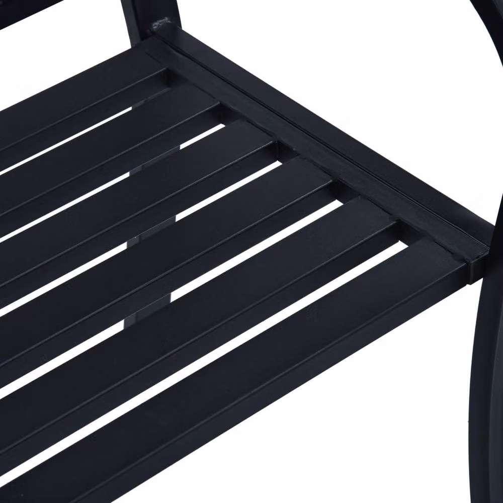 Berkfield Home Durable Metal Garden Bench in Black Steel, W: 125 cm, H: 84 cm, D: 53 cm – 3